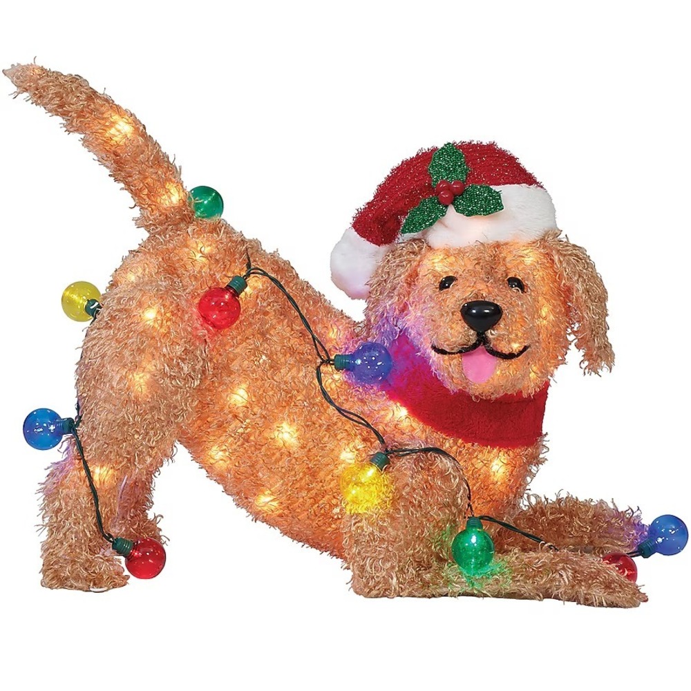 Holiday Living Playful Doodle Christmas Goldendoodle 24" LED Light Up Dog NEW